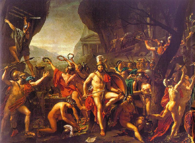 Jacques-Louis  David Leonidas at Thermopylae